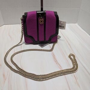 Stylish Purple and Black Liz Claiborne Women's Bag With Long Gold‎ Chain